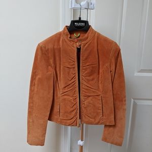 Pleated Suede Leather Jacket